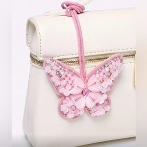 Nwt Whimsical Beaded Pink Butterfly Charm